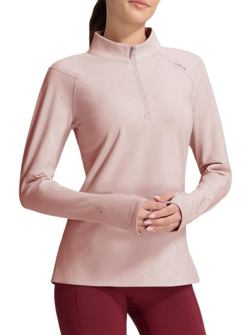 Cozy Quarter Zip Long Sleeve Thermal Tops for Women - Perfect for Snowy Days
